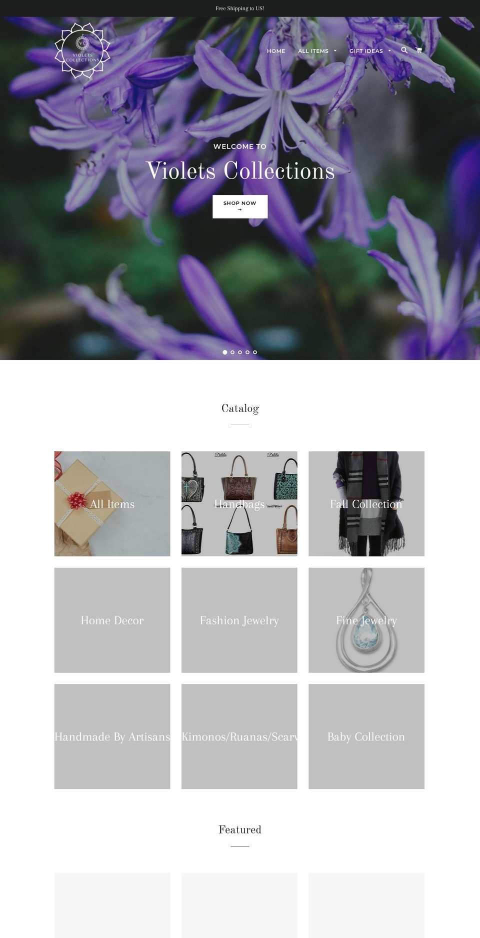 violetscollections.com — Shopify storefront screenshot