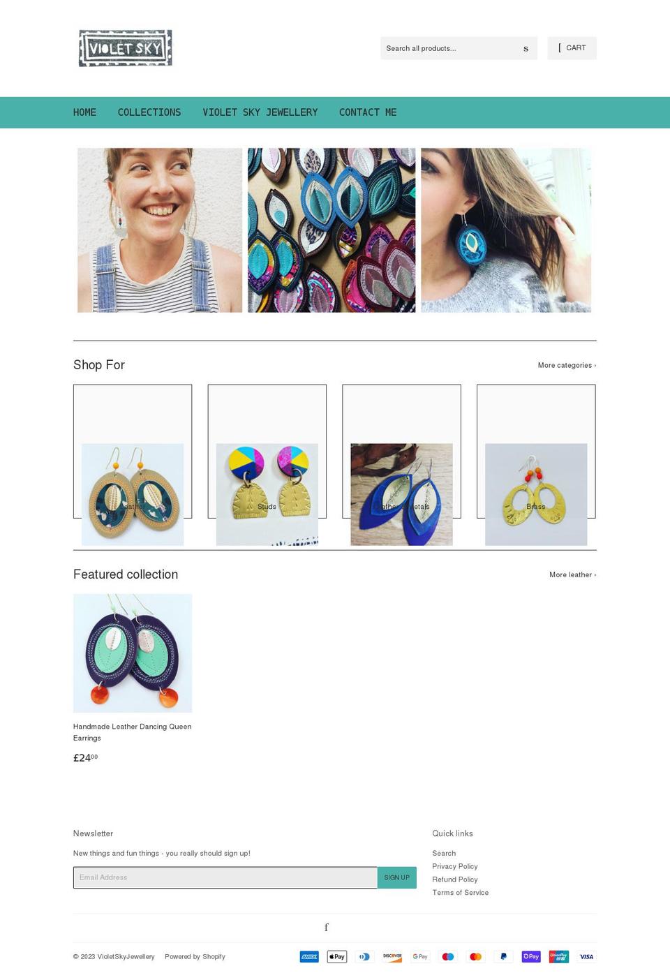 violetskyjewellery.co.uk shopify website screenshot
