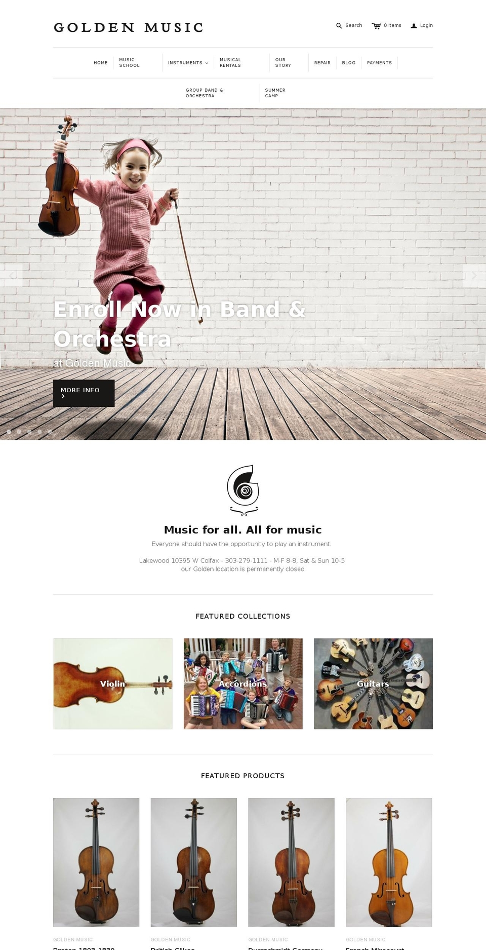 violinrent.net shopify website screenshot