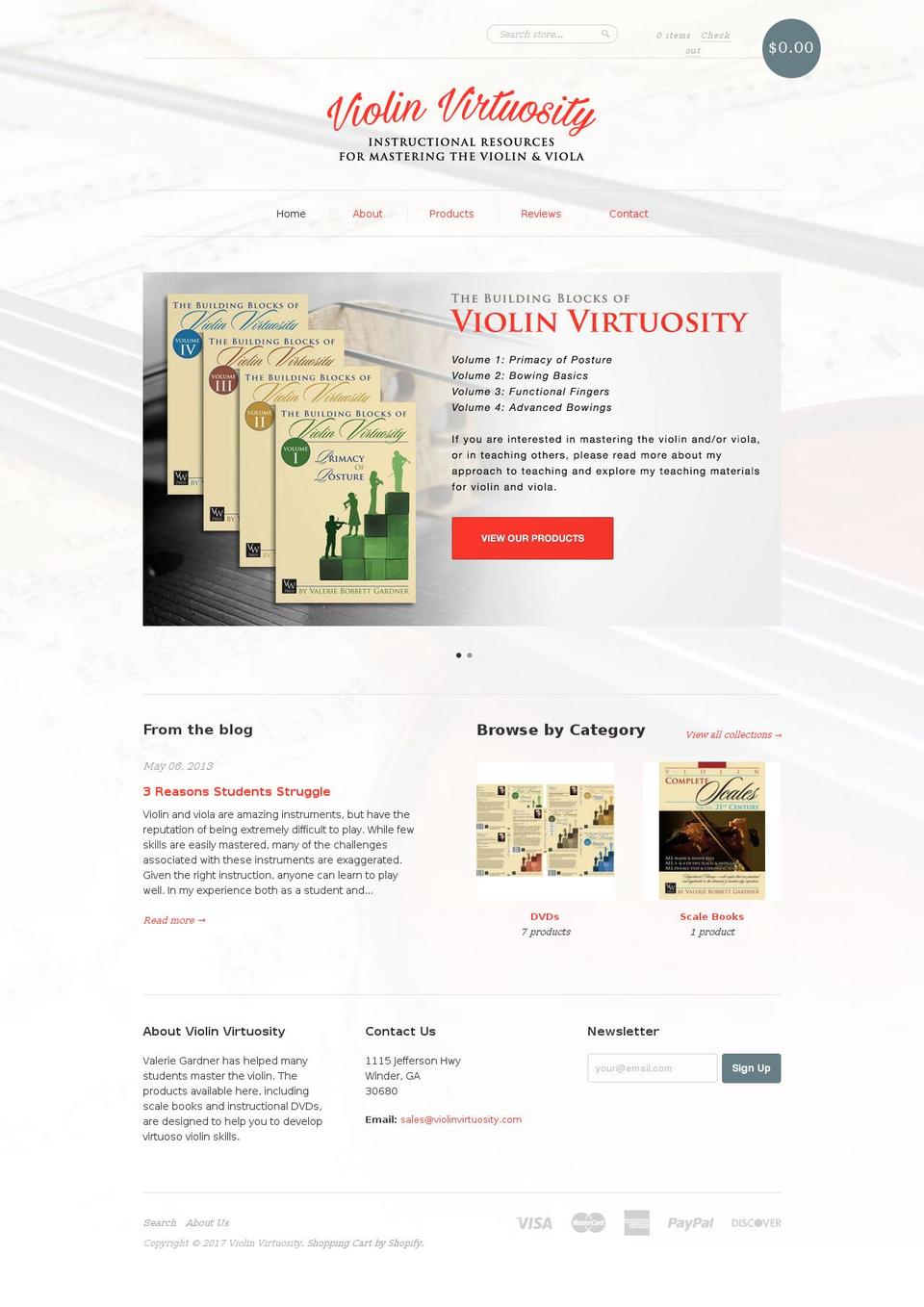 violinvirtuosity.com shopify website screenshot