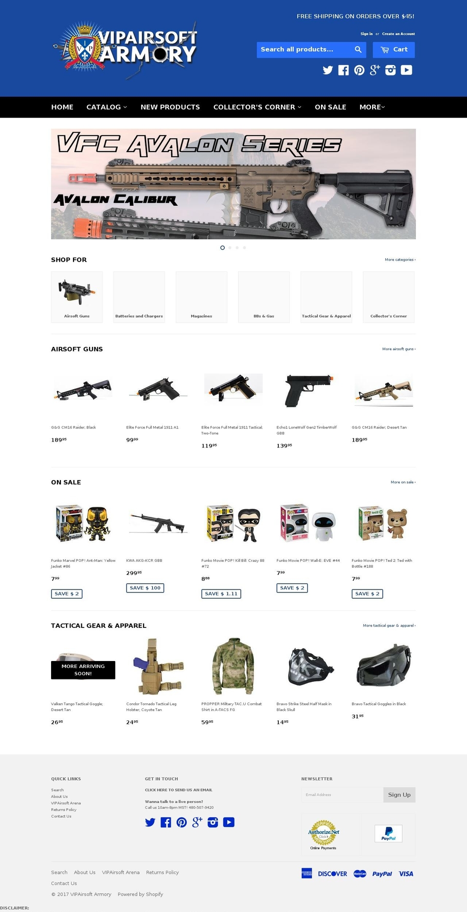 vipairsoftarmory.com shopify website screenshot