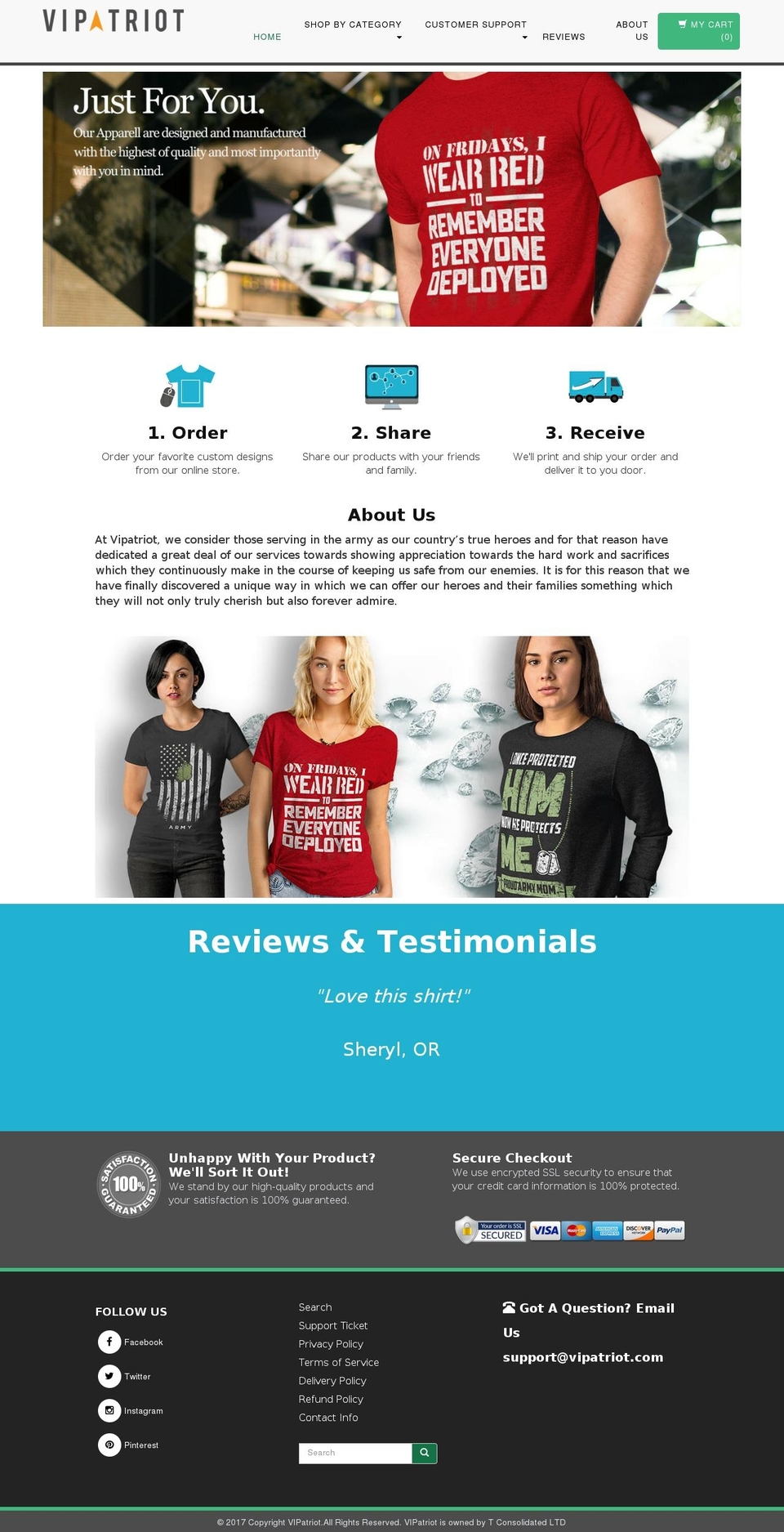 vipatriot.com shopify website screenshot