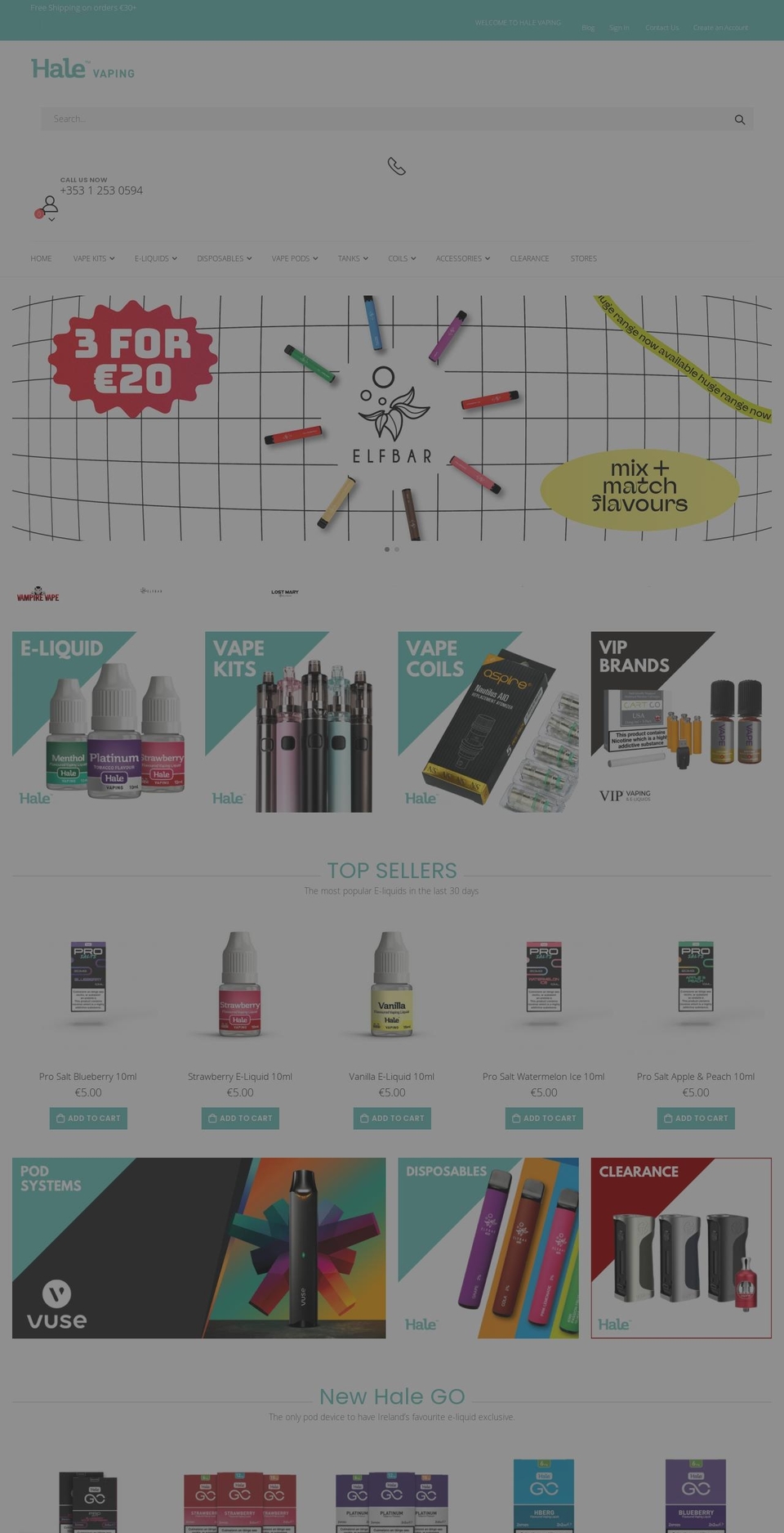 vipelectroniccigarette.ie shopify website screenshot