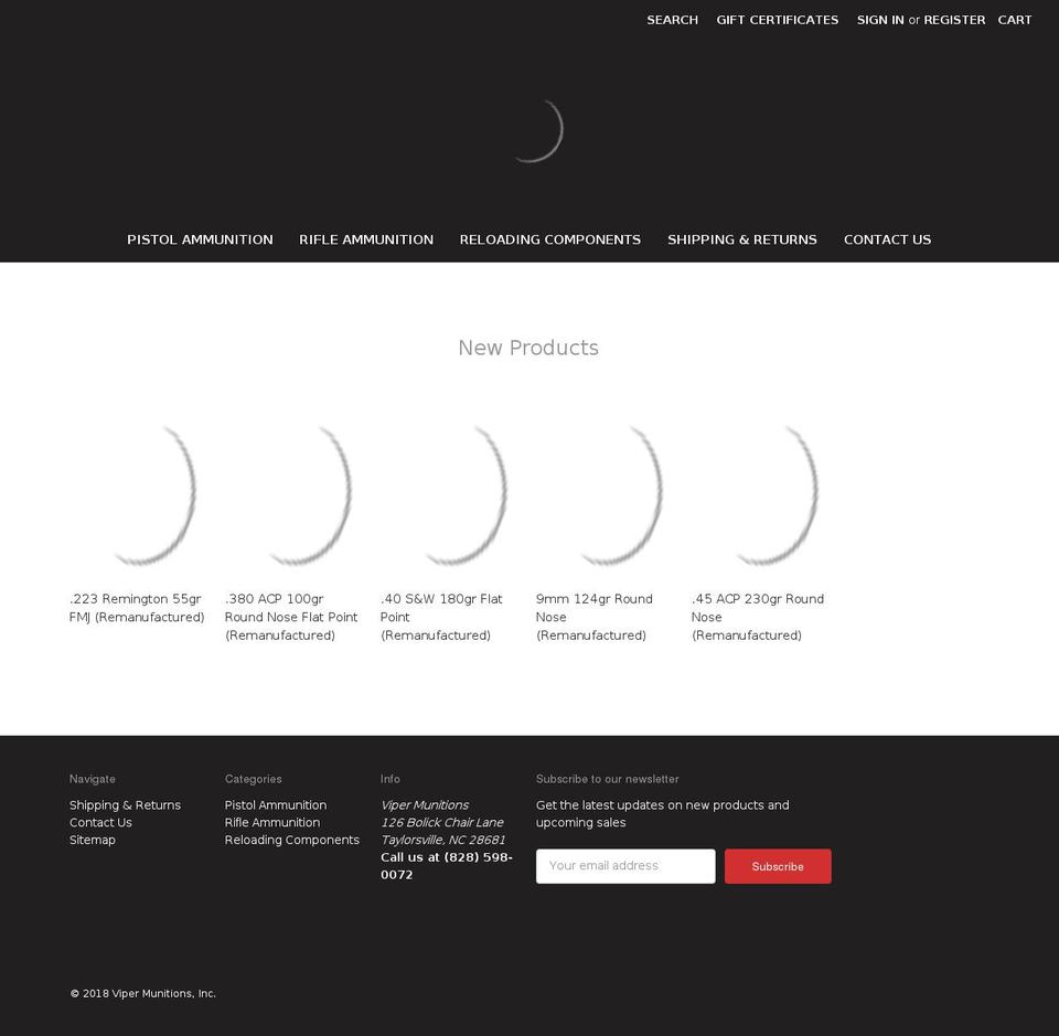 Viper Munitions Mobila Shopify theme site example vipermunitions.com