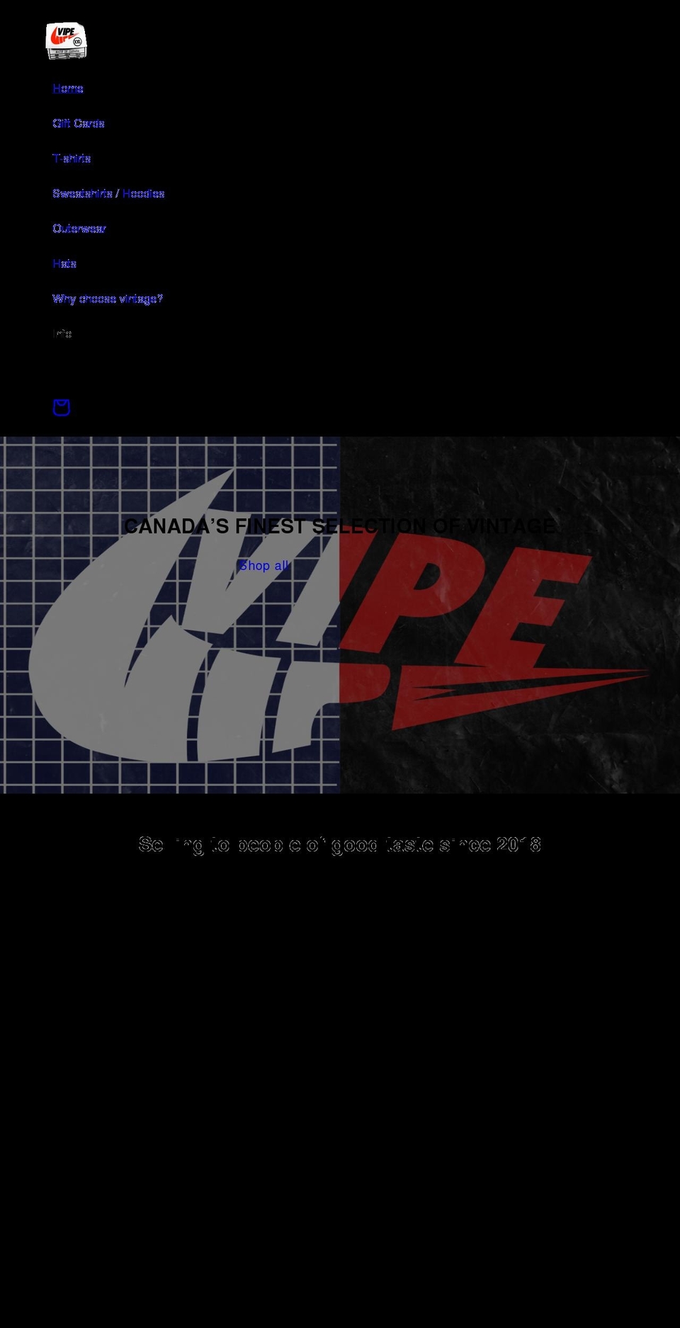 vipevintage.com shopify website screenshot