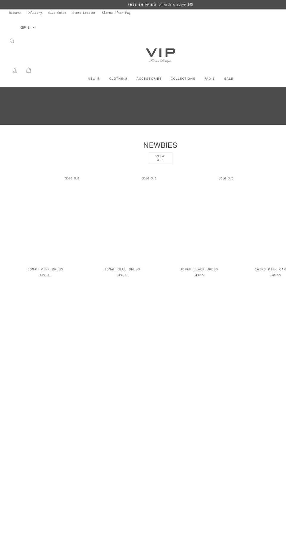 vipfashionboutiqueltd.com shopify website screenshot