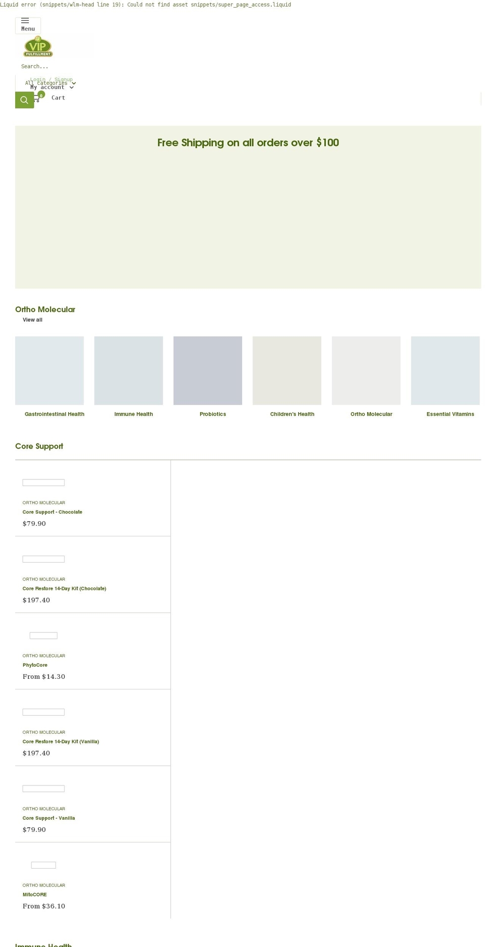 vipfulfillmentservices.com shopify website screenshot