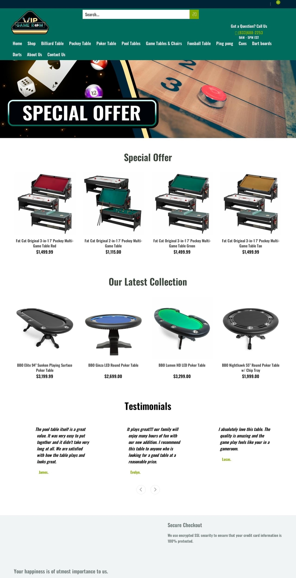 vipgameroom.com shopify website screenshot
