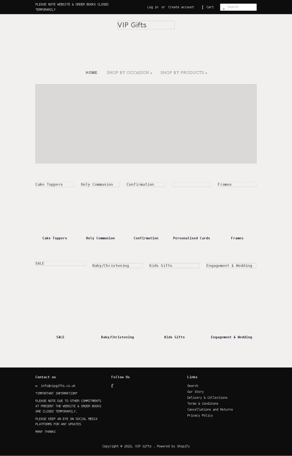vipgifts.co.uk shopify website screenshot