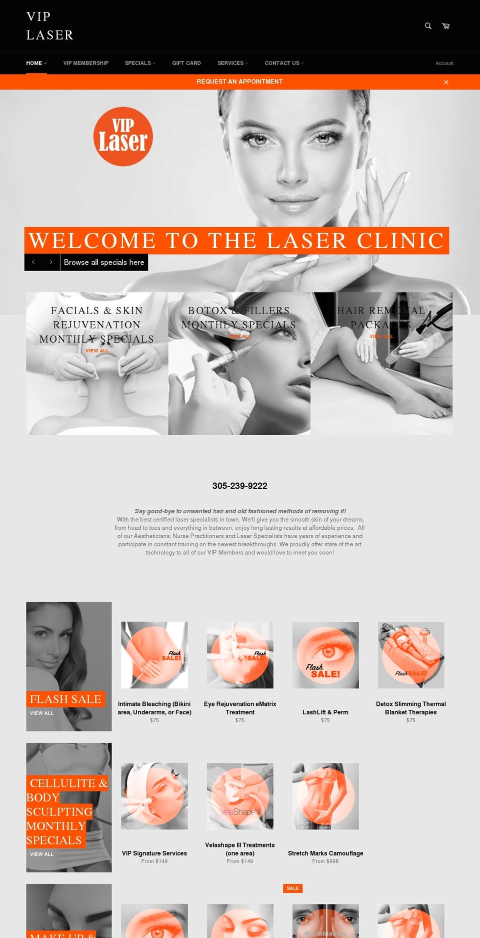 viplasere.com shopify website screenshot