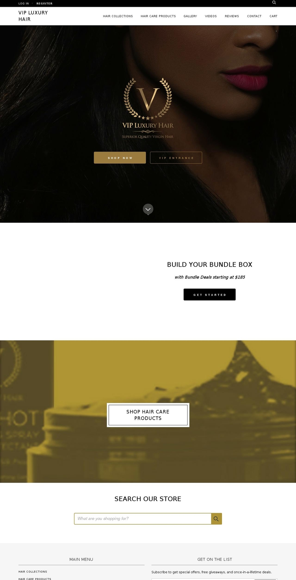 vipluxuryhair.com shopify website screenshot