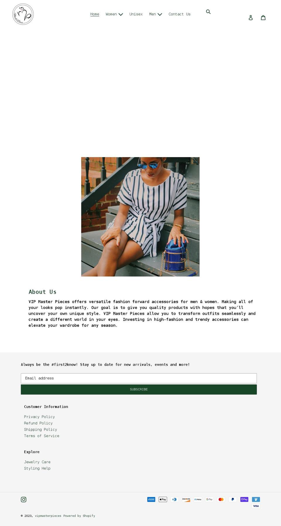 vipmasterpieces.com shopify website screenshot