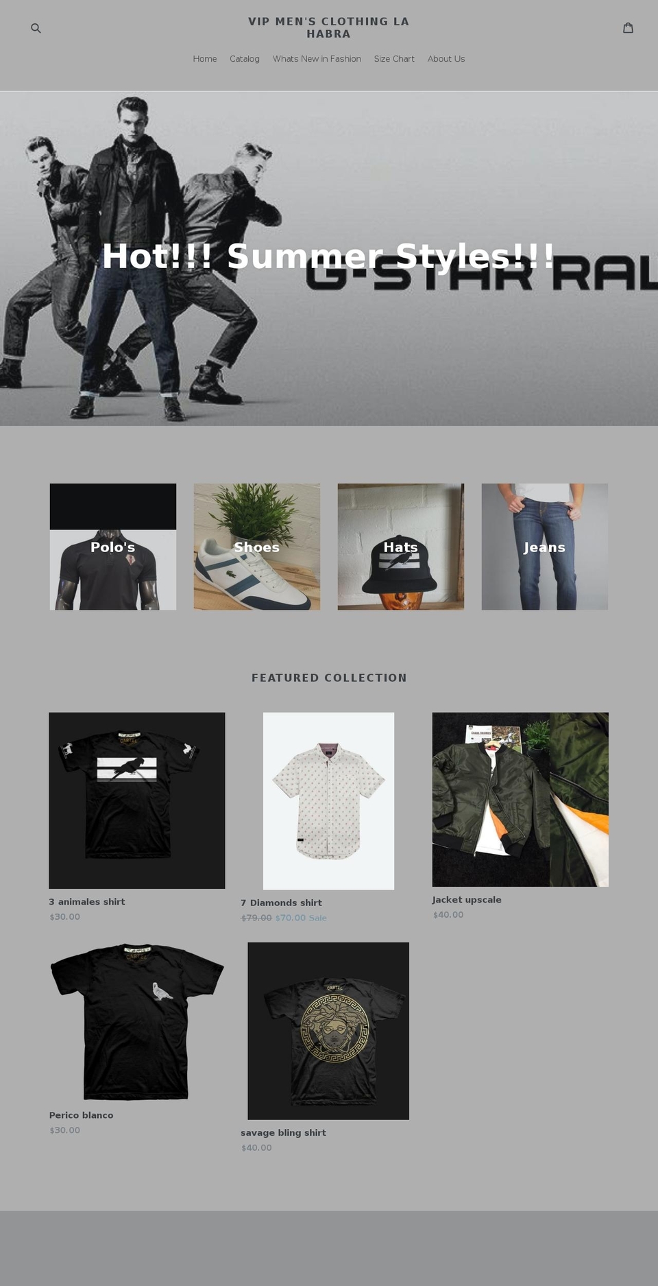 vipmensclothing.com — Shopify storefront screenshot