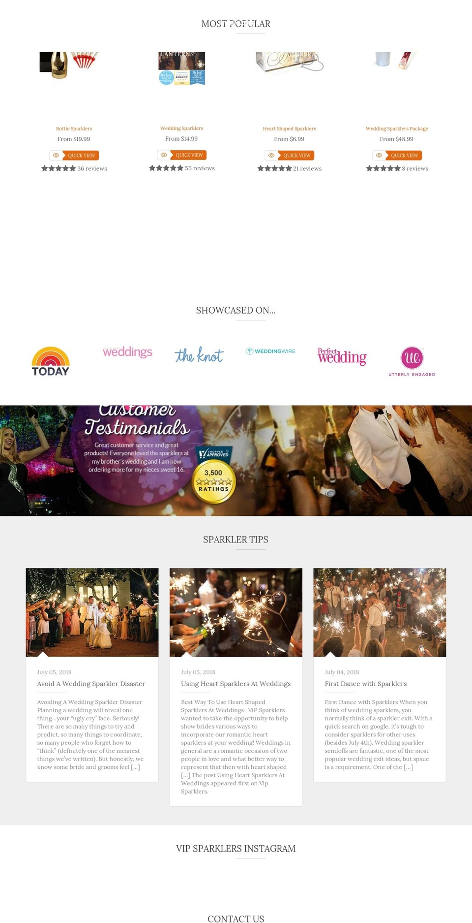 vipsparklers.com — Shopify storefront screenshot