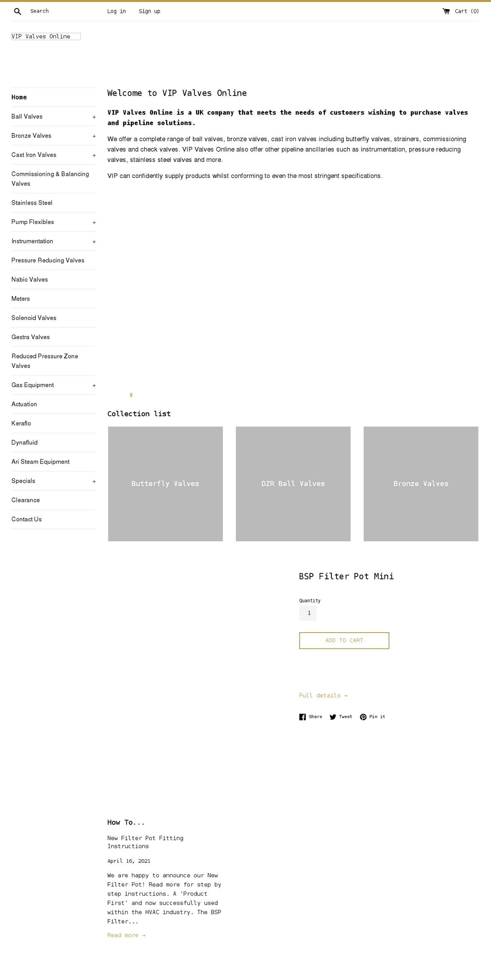 vipvalvesonline.com shopify website screenshot