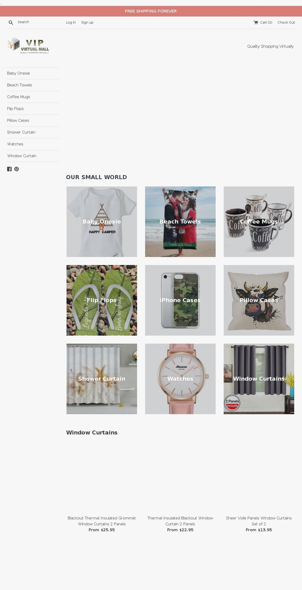 vipvirtualmall.com shopify website screenshot