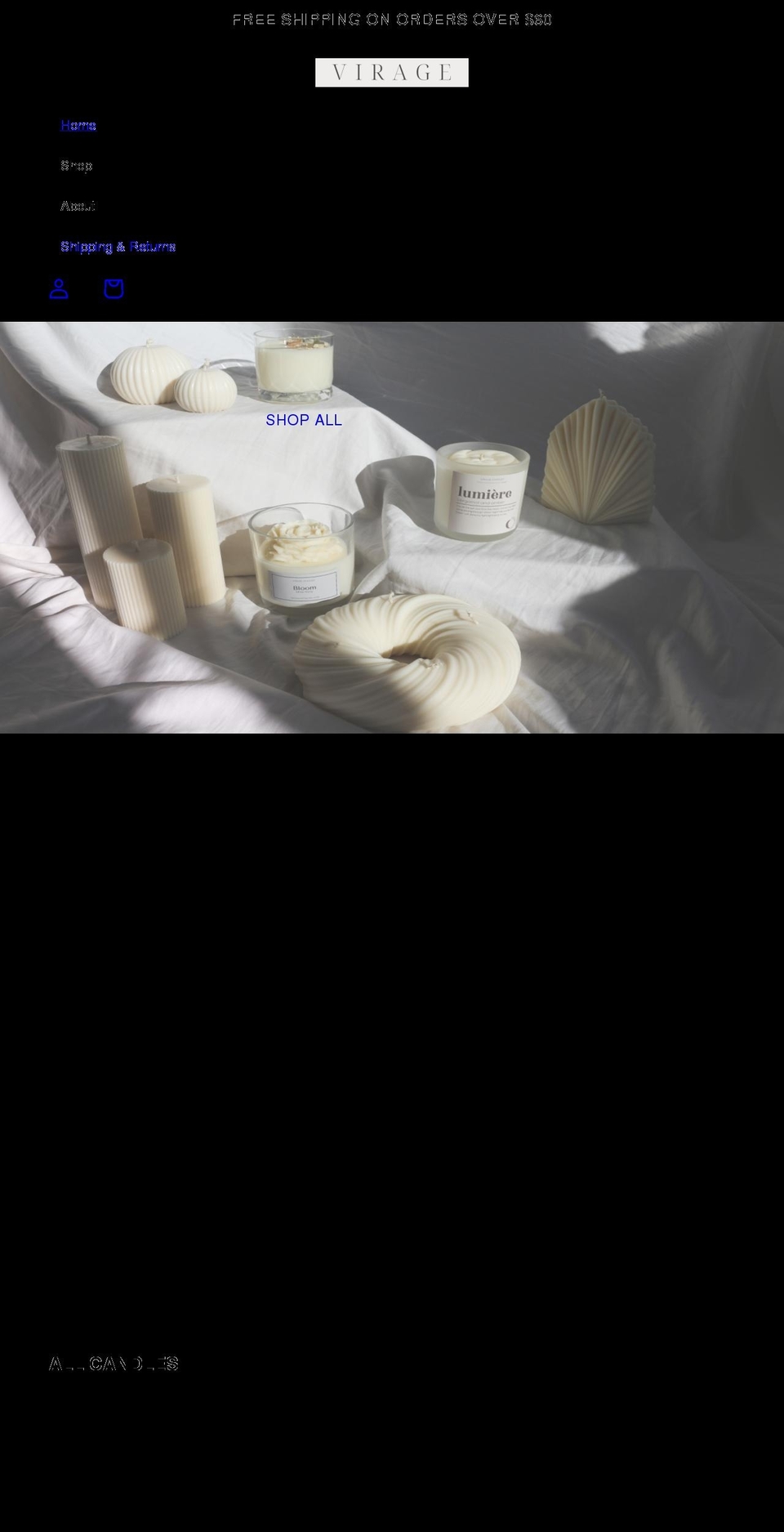 virage-candles.com shopify website screenshot