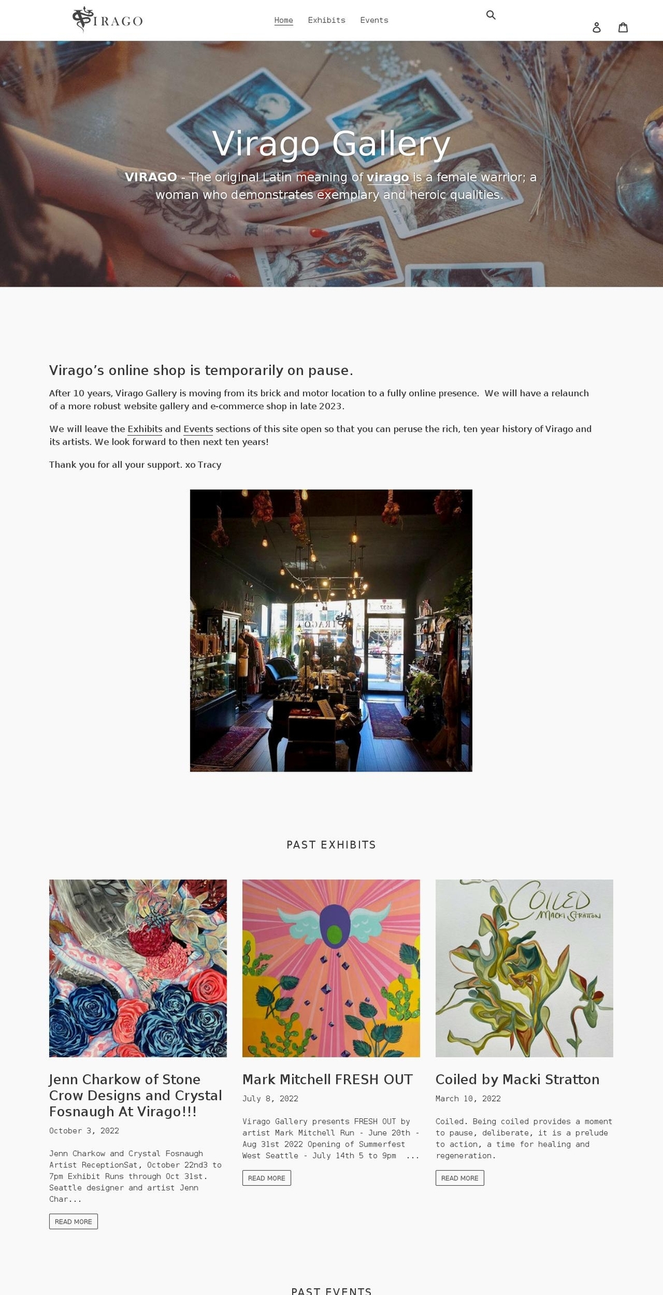 viragogallery.com shopify website screenshot