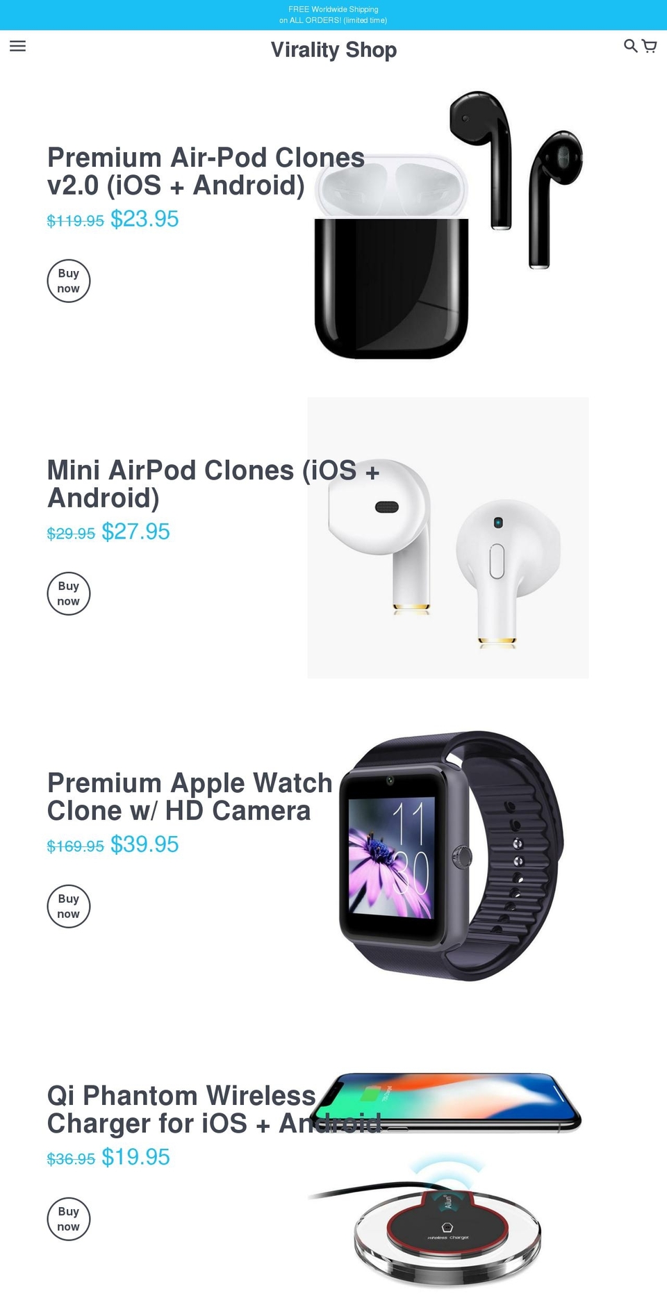 viralityshop.net shopify website screenshot