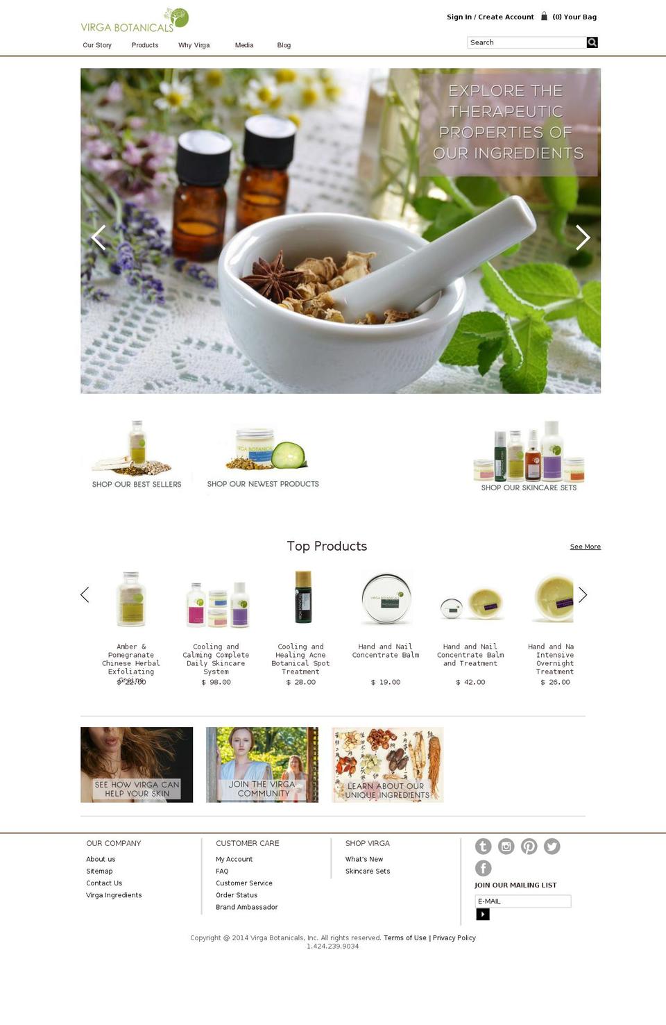 virgabotanicals.com — Shopify storefront screenshot