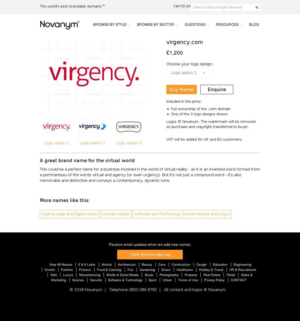 virgency.com — Shopify storefront screenshot