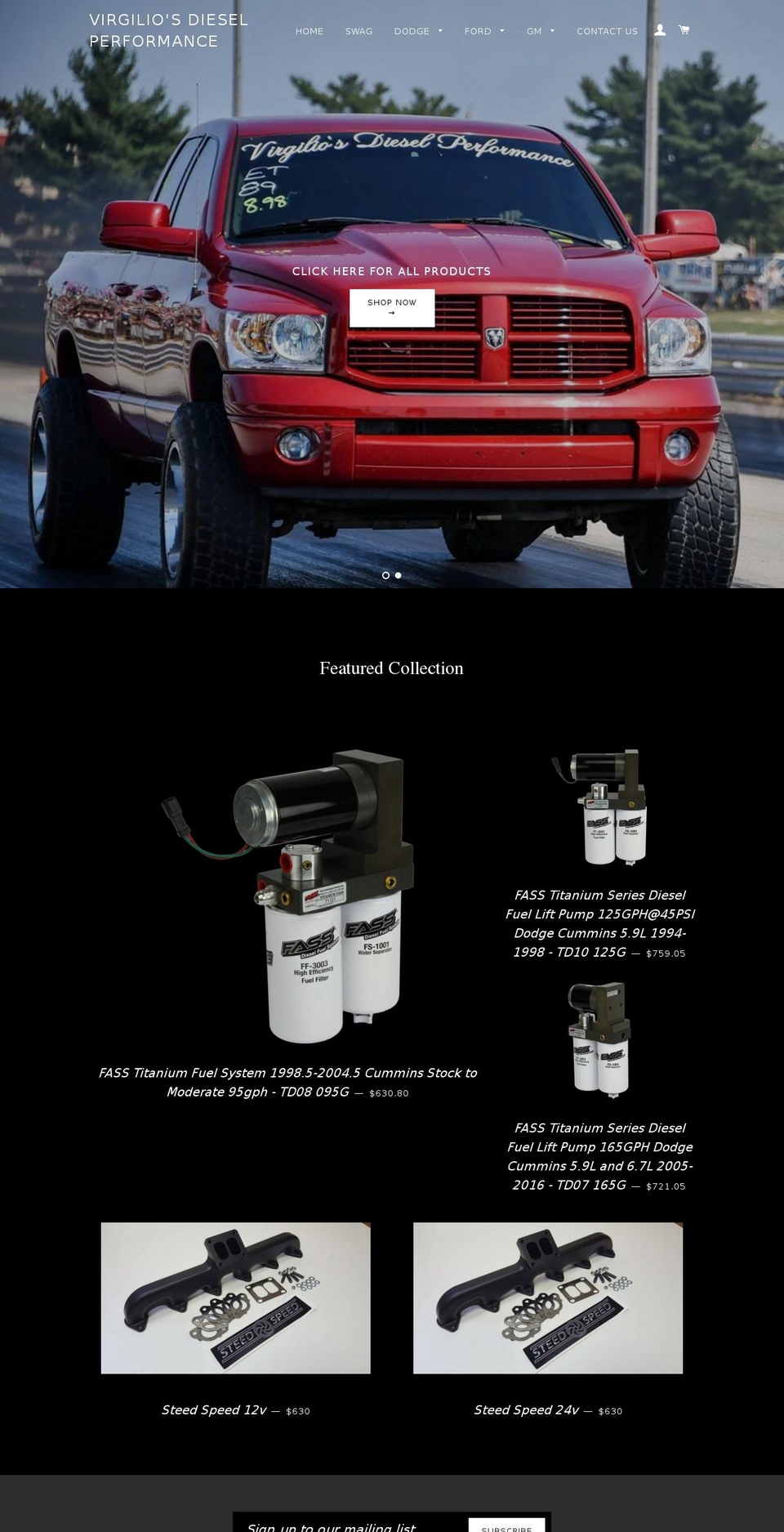 virgiliosdiesel.com — Shopify storefront screenshot