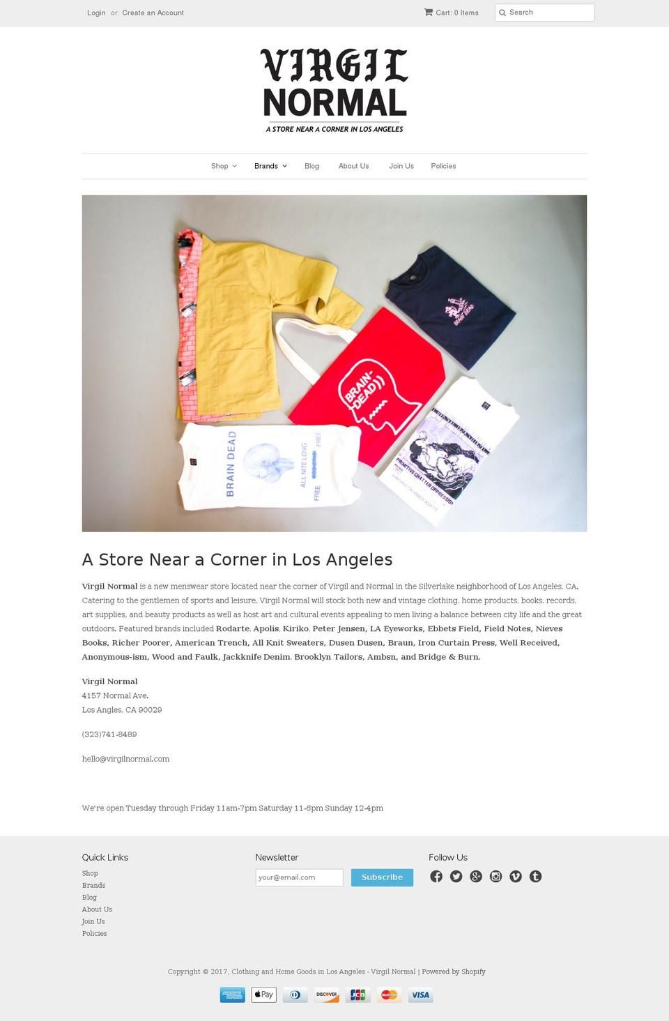 virgilnormal.com shopify website screenshot