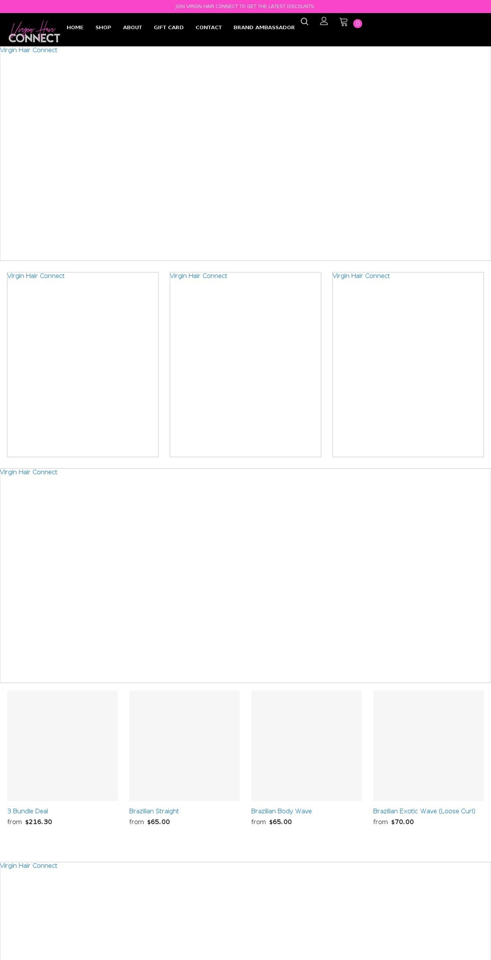 virginhairconnect.com shopify website screenshot
