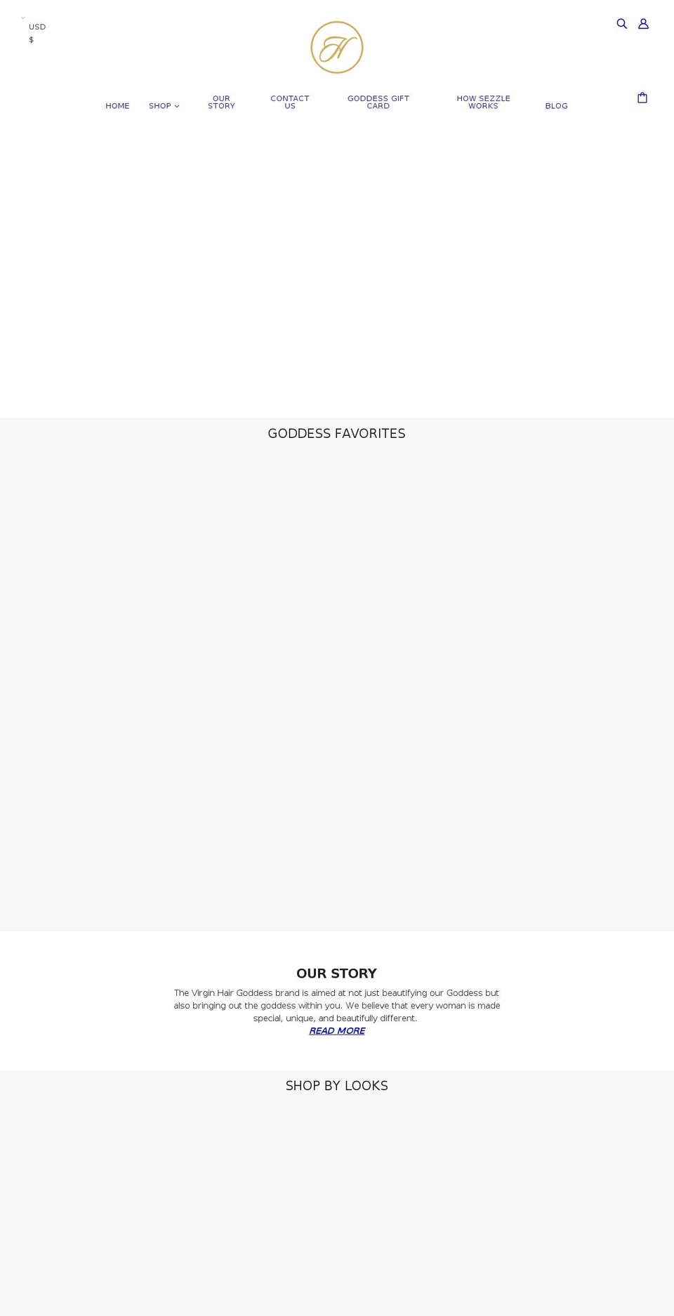 virginhairgoddess.com shopify website screenshot