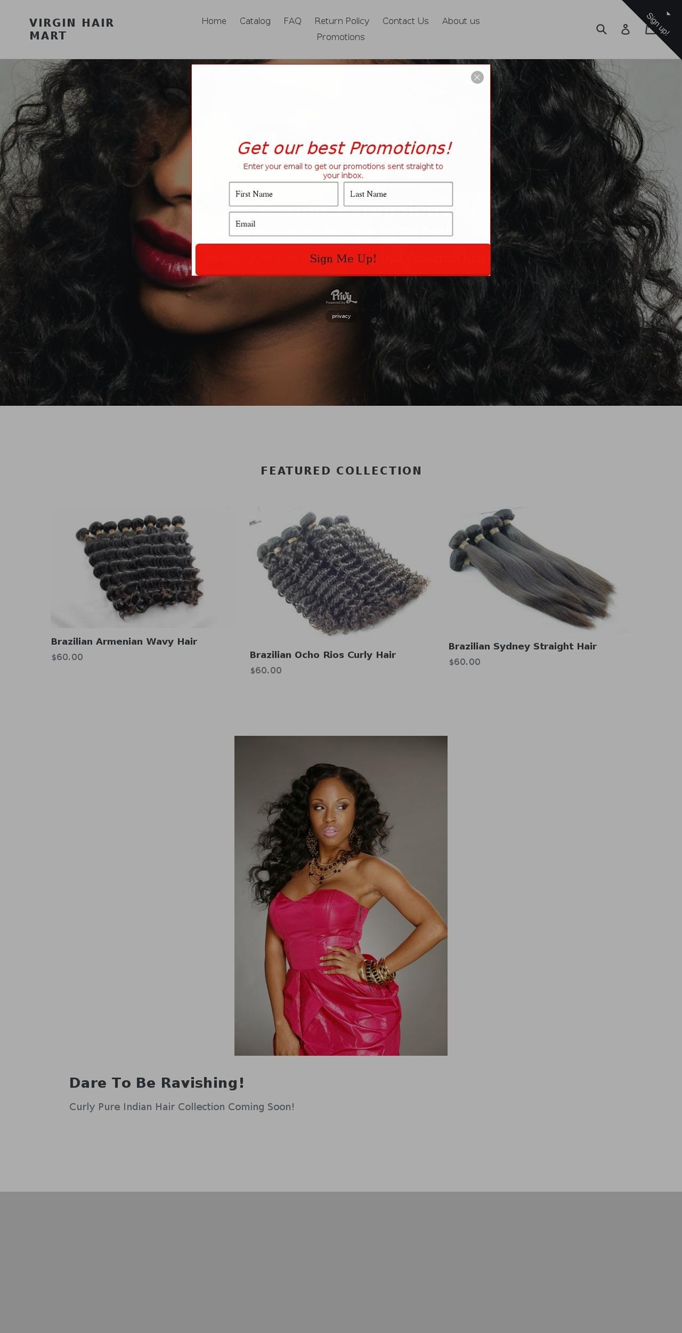 virginhairmart.com shopify website screenshot