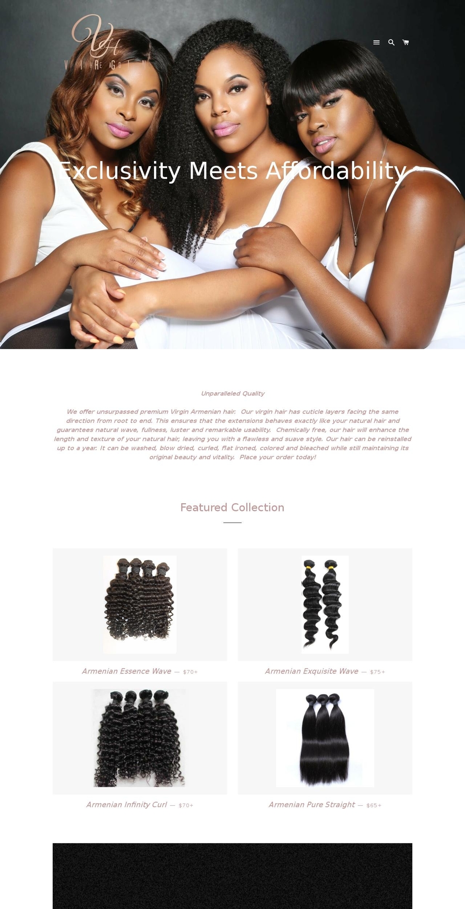virginhead.com shopify website screenshot