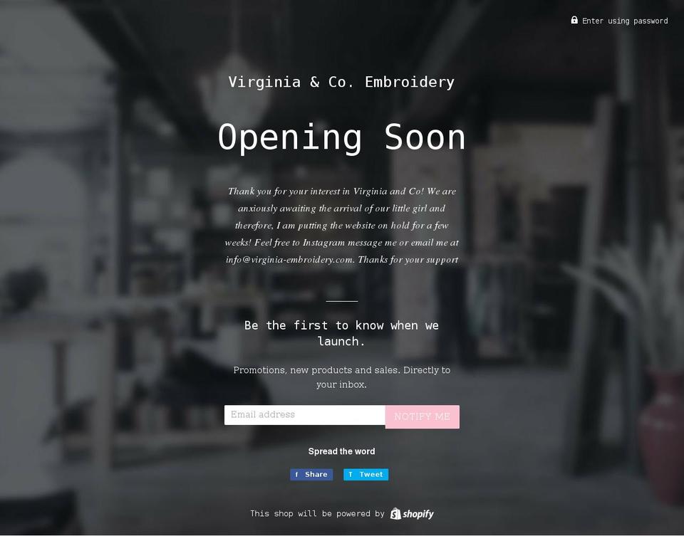 virginia-embroidery.com shopify website screenshot