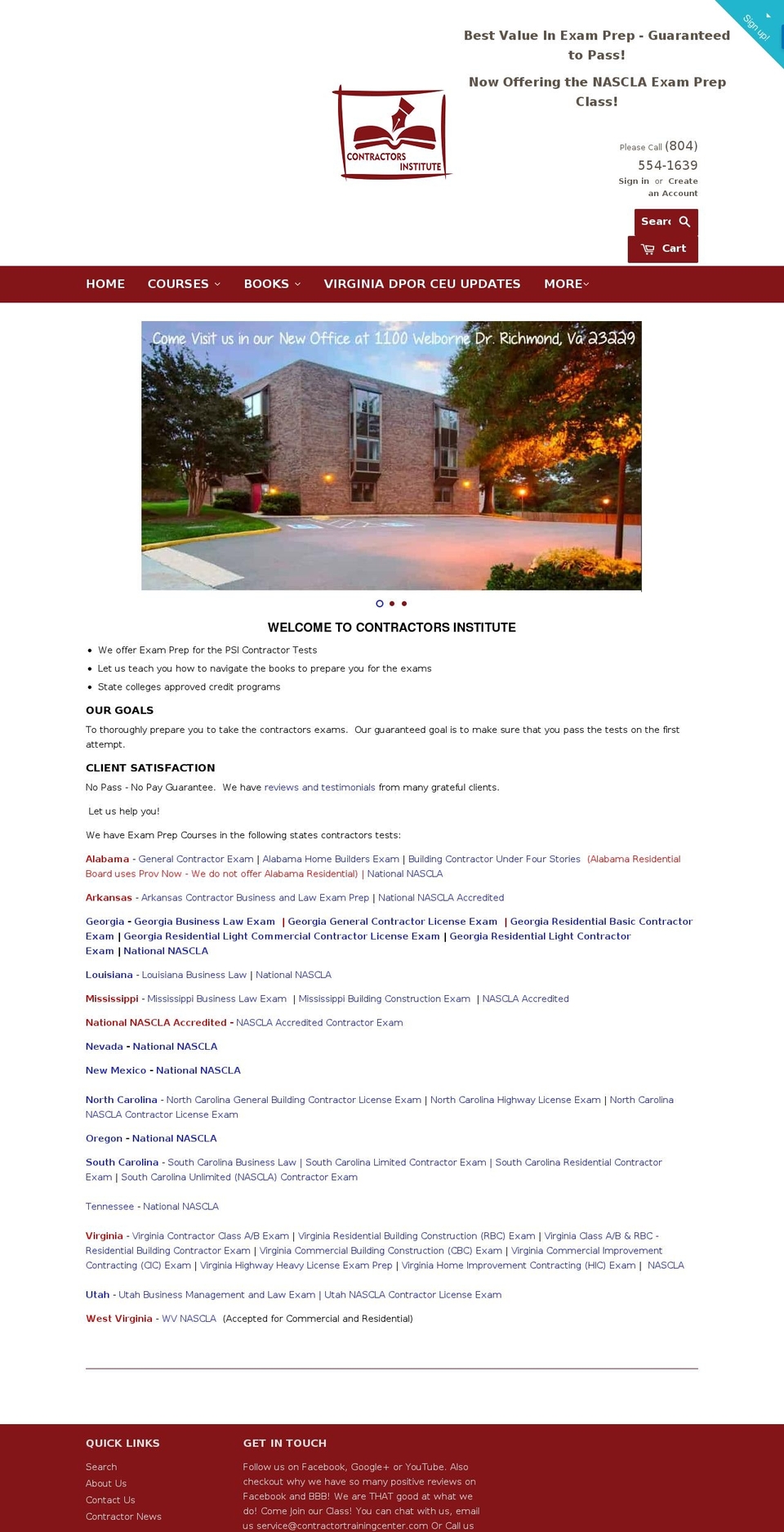 virginiacontractorslicenseexam.com shopify website screenshot