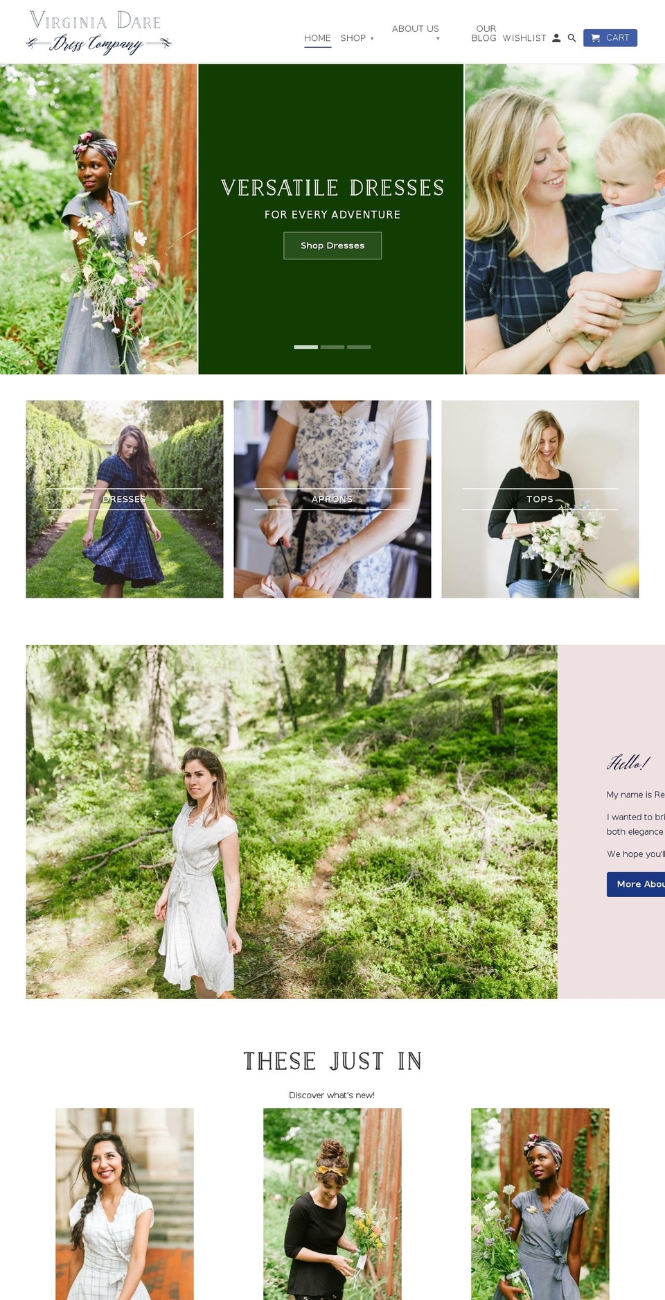 virginiadaredresses.com shopify website screenshot