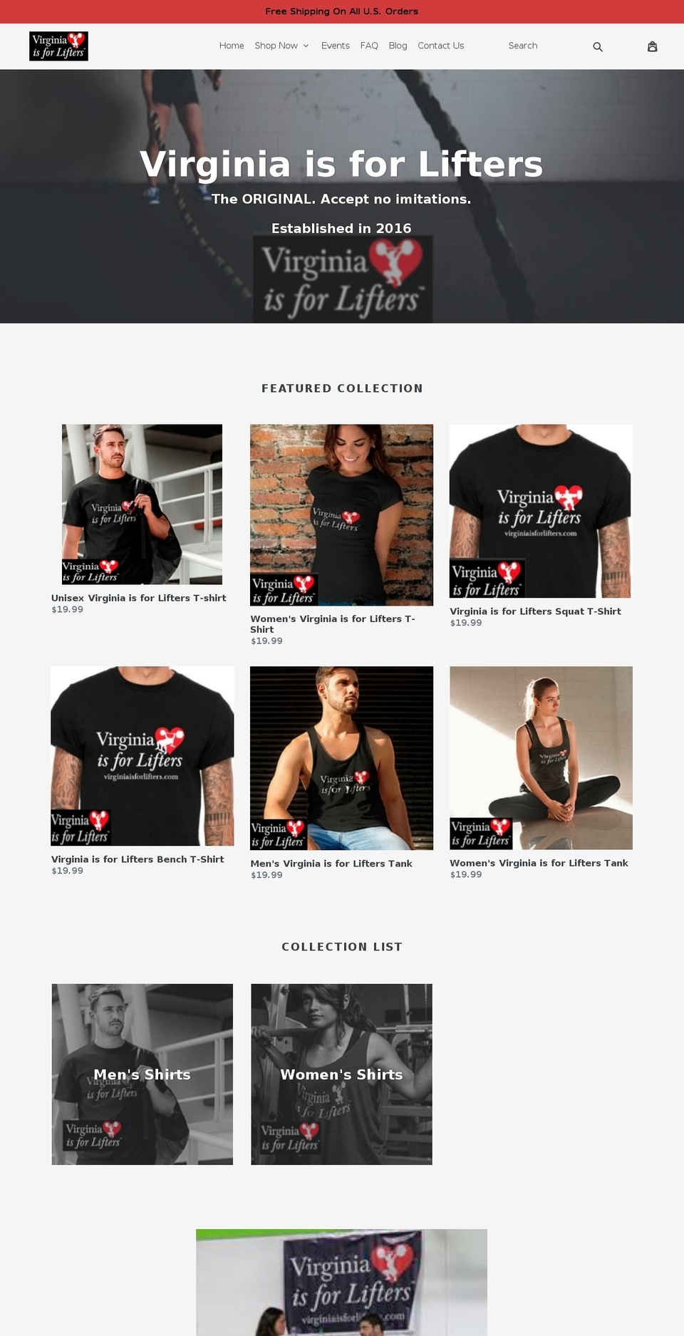 virginiaisforlifters.com shopify website screenshot