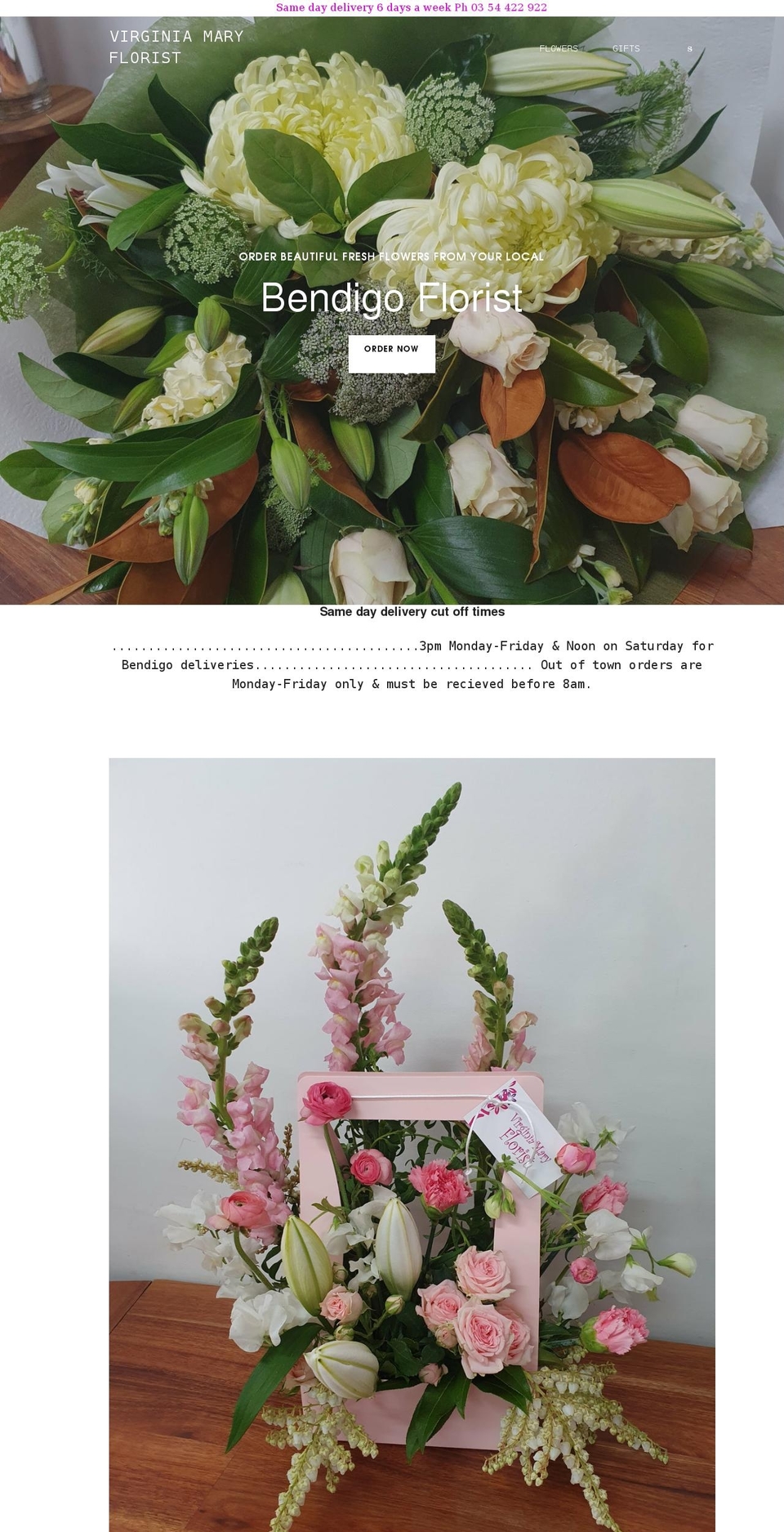 virginiamaryflorist.com.au shopify website screenshot