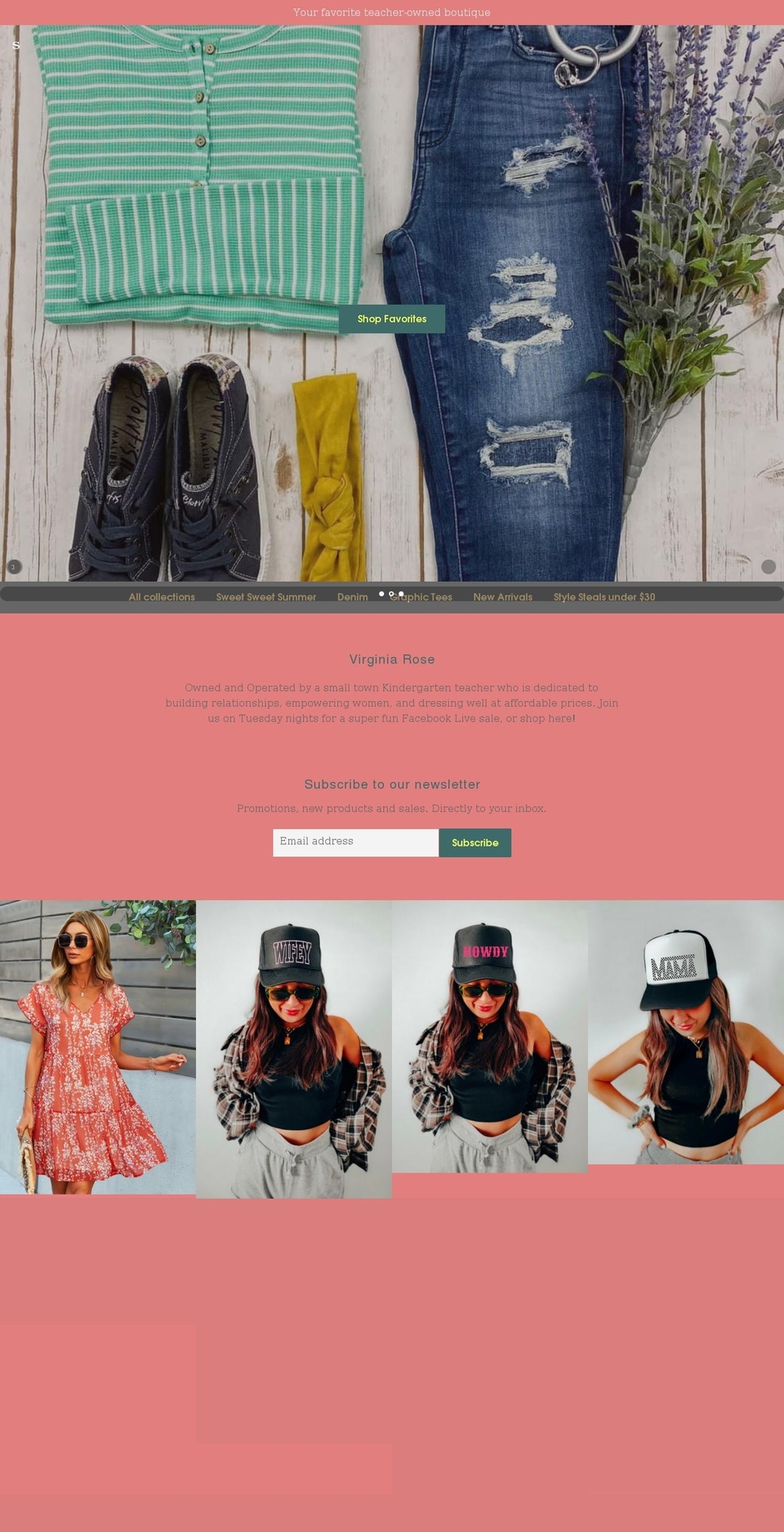 virginiaroseboutique.com shopify website screenshot