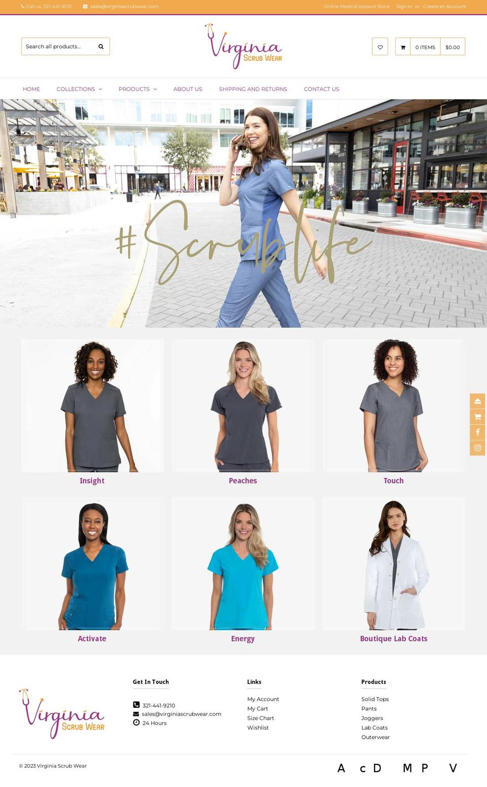 Cvl theme Shopify theme site example virginiascrubwear.com