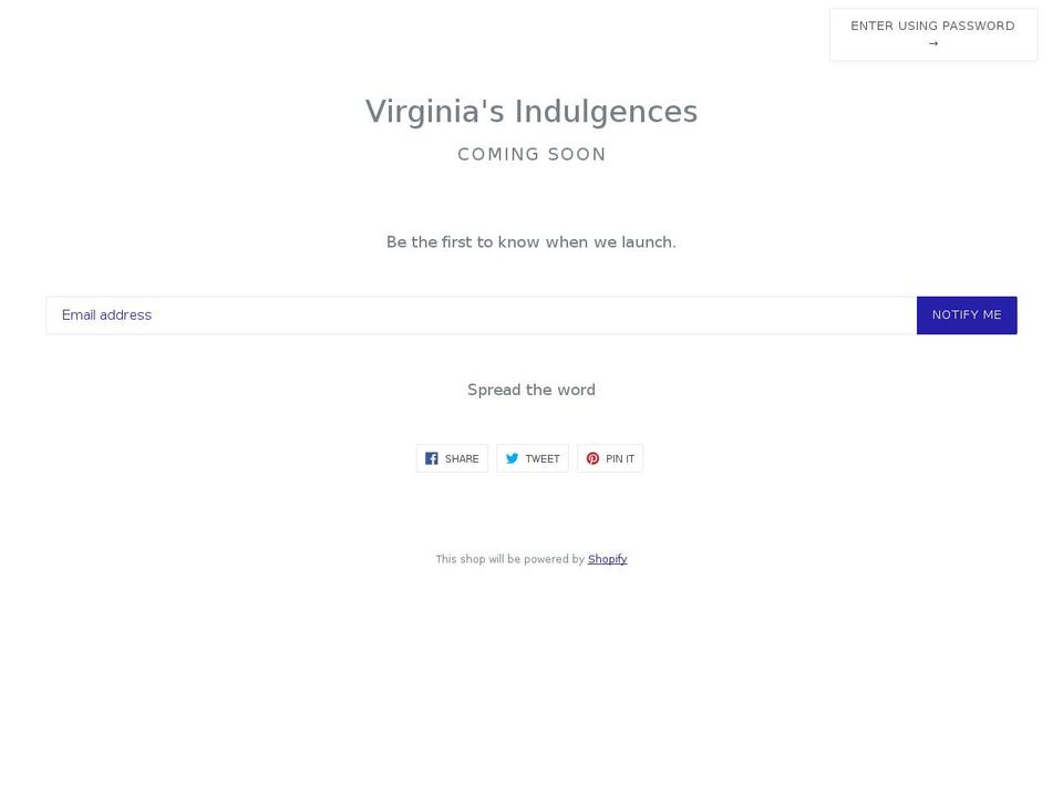 virginiasindulgences.com — Shopify storefront screenshot