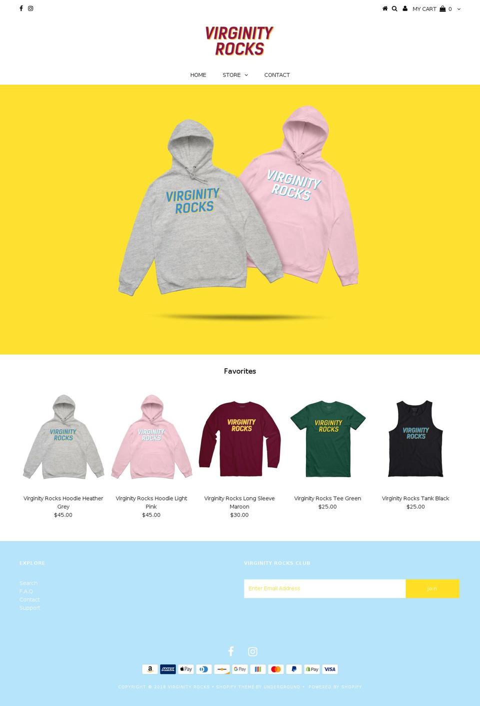 virginityrocks.com — Shopify storefront screenshot