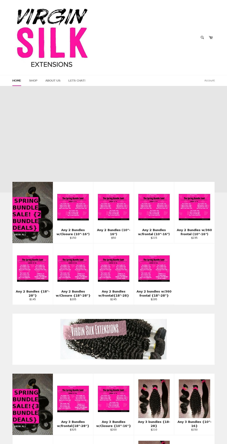 virginsilk.com shopify website screenshot