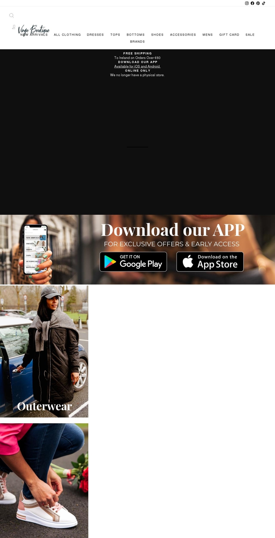 virgoboutique.co.uk shopify website screenshot