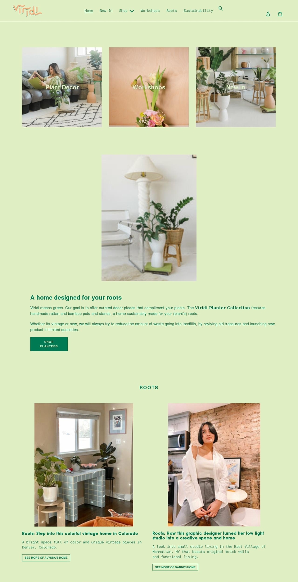 viridi.co shopify website screenshot