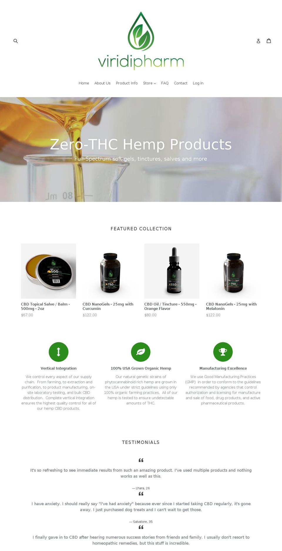 viridipharm.com shopify website screenshot