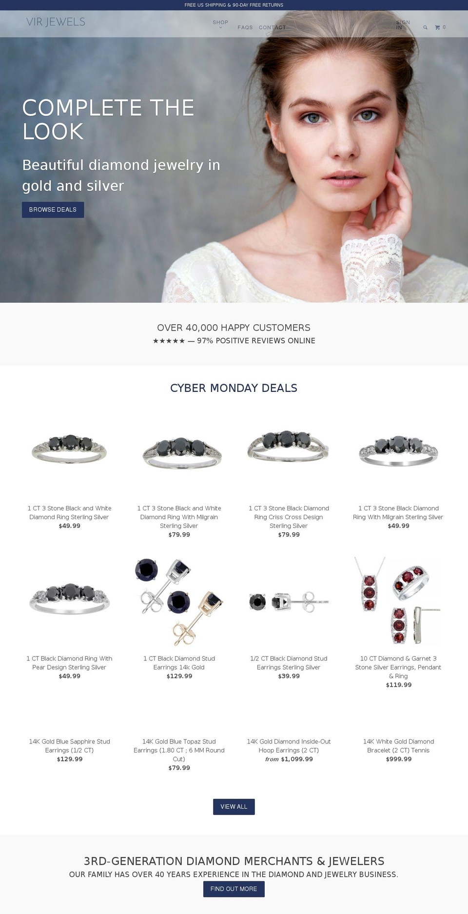 virjewels.com shopify website screenshot