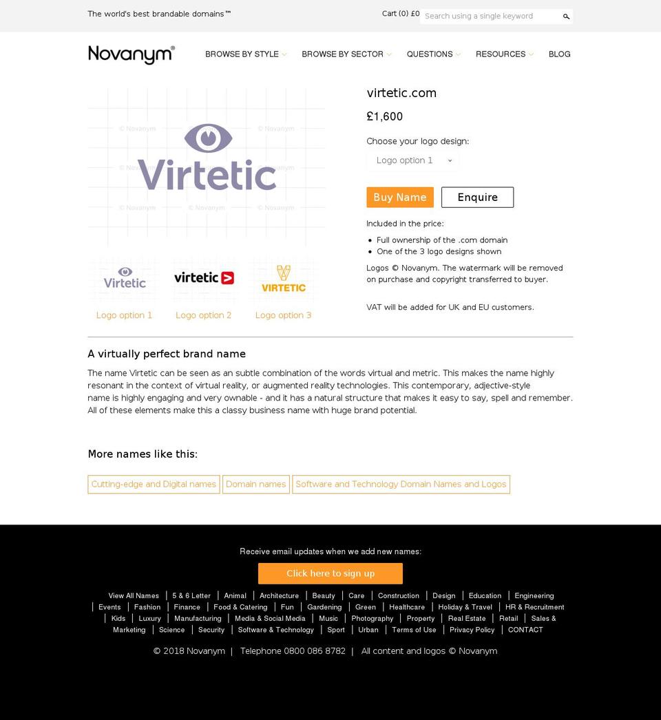 virtetic.com shopify website screenshot