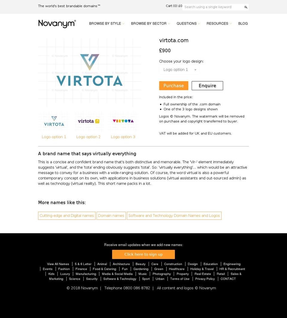 virtota.com — Shopify storefront screenshot