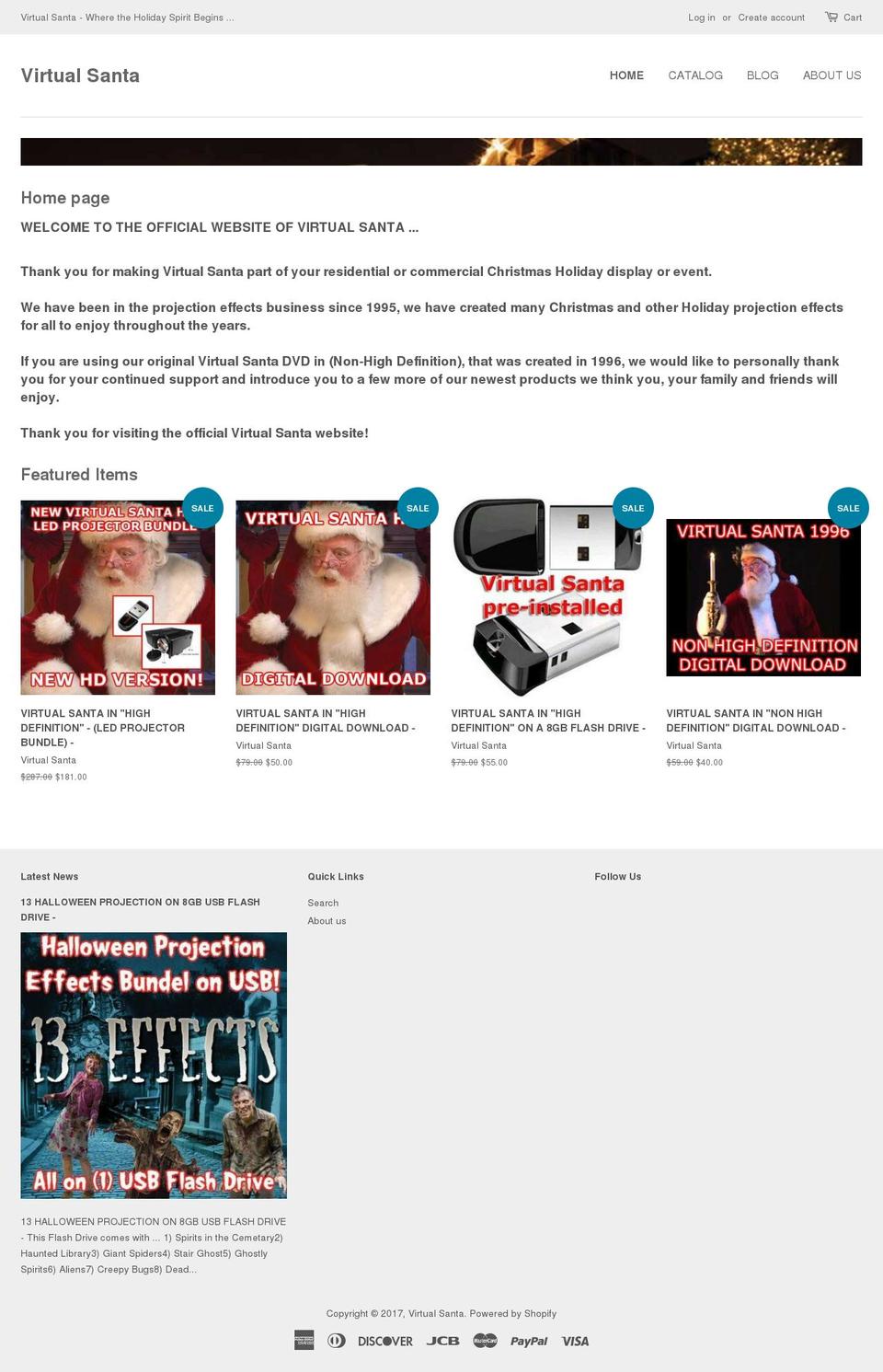 virtual-santa.net shopify website screenshot