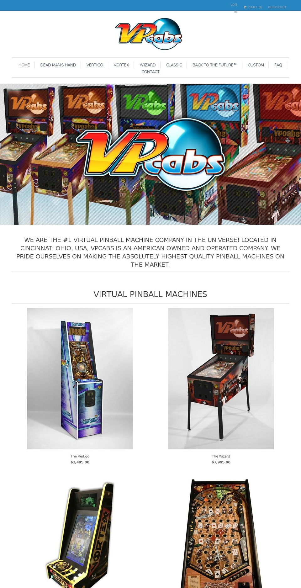 virtualpinball.us shopify website screenshot