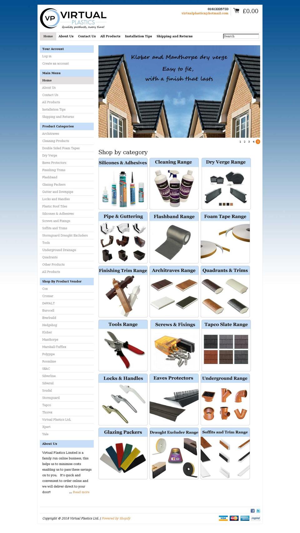 virtualplastics.co.uk shopify website screenshot